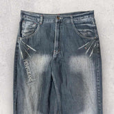 Embroidered Baggy Jeans - W36 L32